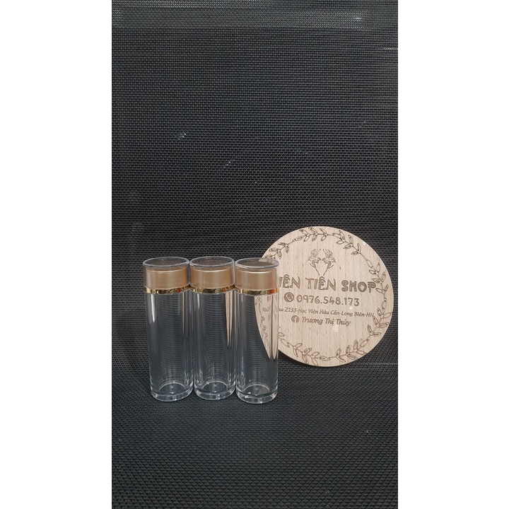 Lọ nhựa trong 100ml cao cấp nắp vặn viền vàng đựng đông trùng, saffron