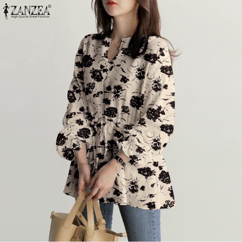 Zanzea Áo Nữ Tay Dài Cổ Chữ V Rút Dây Thời Trang Thanh Lịch