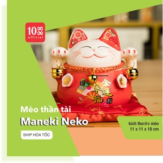 Mèo thần tài makeni neko bày quầy thu ngân, quà tặng may mắn tài lộc - kt D12 x R 10 x C11 cm