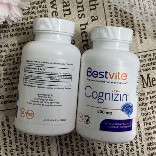 Bổ não Cognizin Citicoline 500mg chai 60 viên của Mỹ- mẫu mới