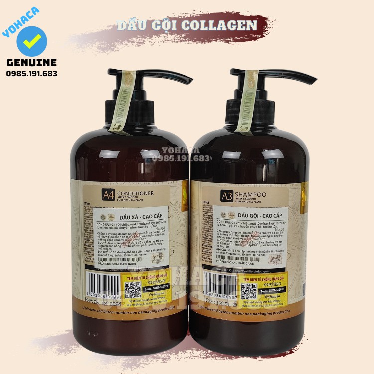 Dầu gội và Dầu xả Mefaso argan oil collagen 850ml