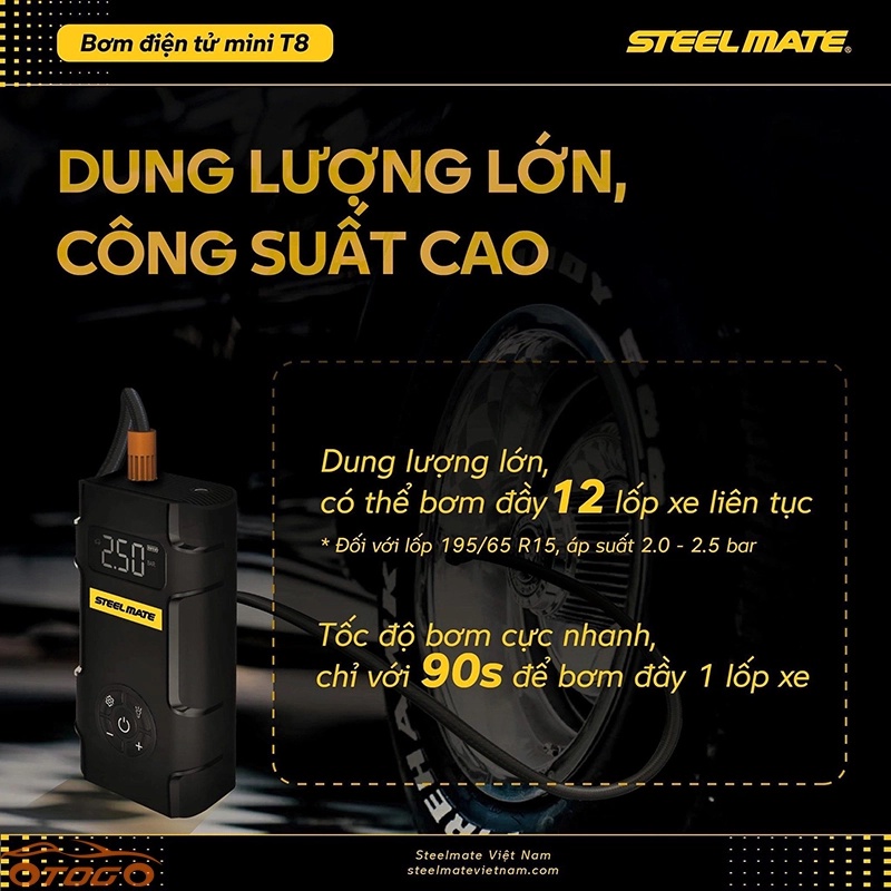 BƠM ĐIỆN TỬ MINI T8 PRO , BƠM ĐIỆN TỬ T8 ,BƠM MINI TÍCH HỢP KÍCH BÌNH Ô TÔ