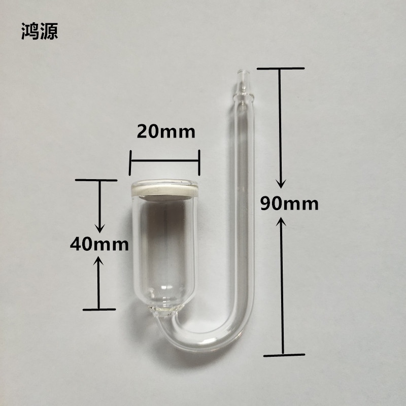Cốc sủi CO2 thuỷ tinh + ống chữ U chống gập + van một chiều