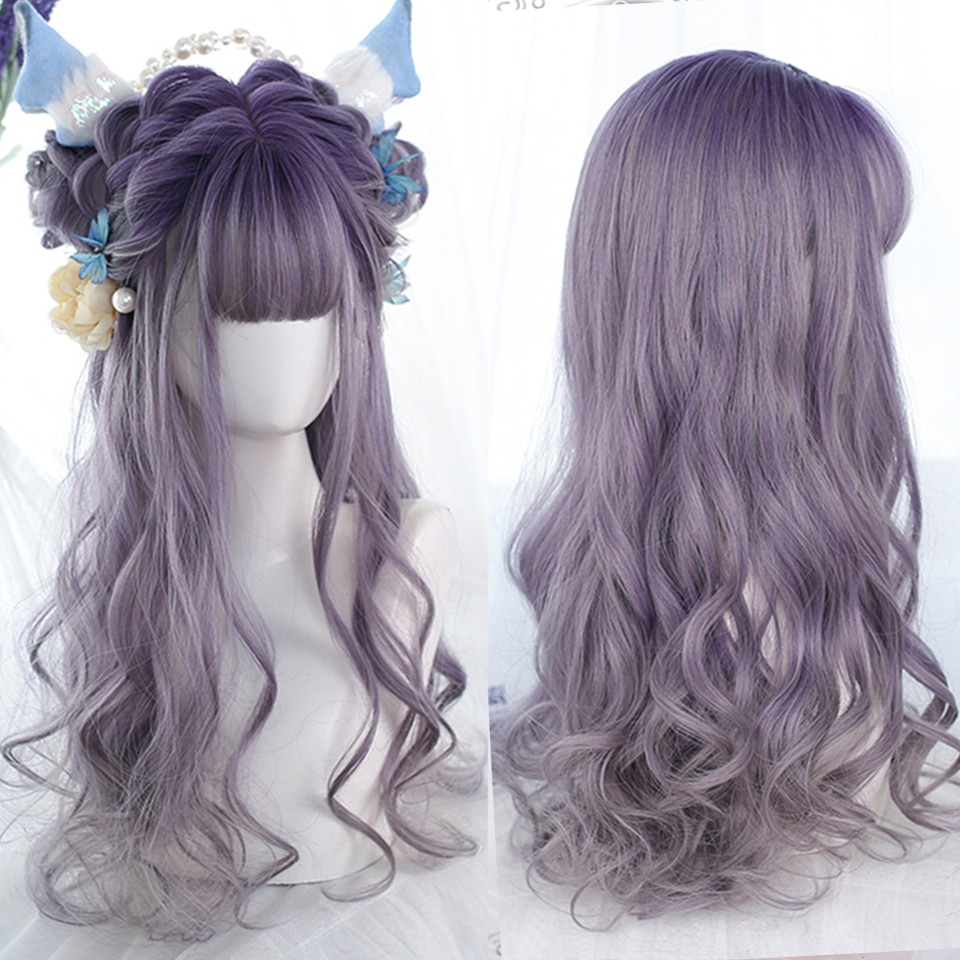 Bộ Tóc Giả Dài Nhuộm Màu Ombre Xanh Lá Phong Cách Lolita