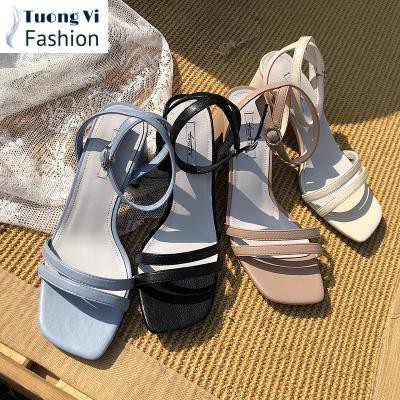 Giày sandal 2 dây mảnh gót vuông 5p  CG 0272 Mys Loviie.Corner Rosa Shoes