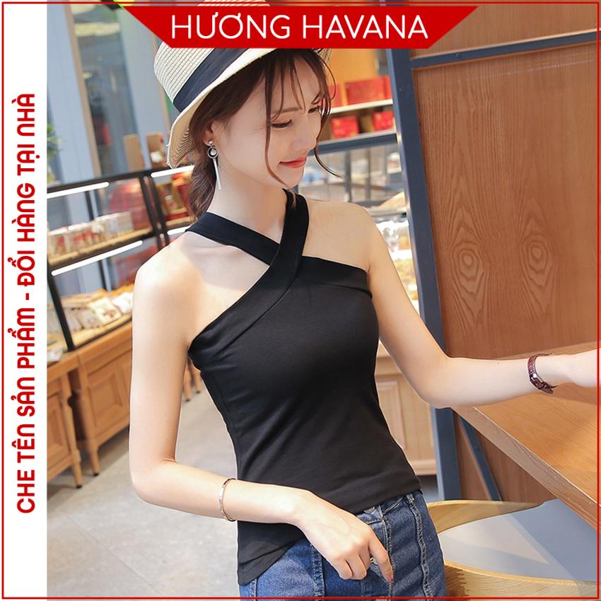 Áo thun nữ Hàn Quốc hở vai dây đan chéo cách điệu chất vải dày đanh mịn Havana FA09