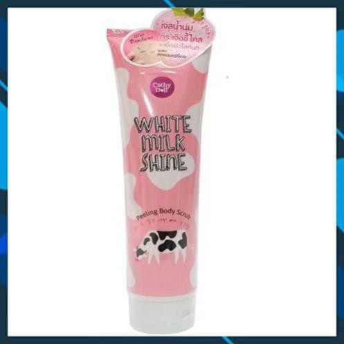 Tẩy da chết sữa bò Cathy Doll White Milk Shine Peeling Body Scrub 320ml cho da trắng, sạch mịn màng