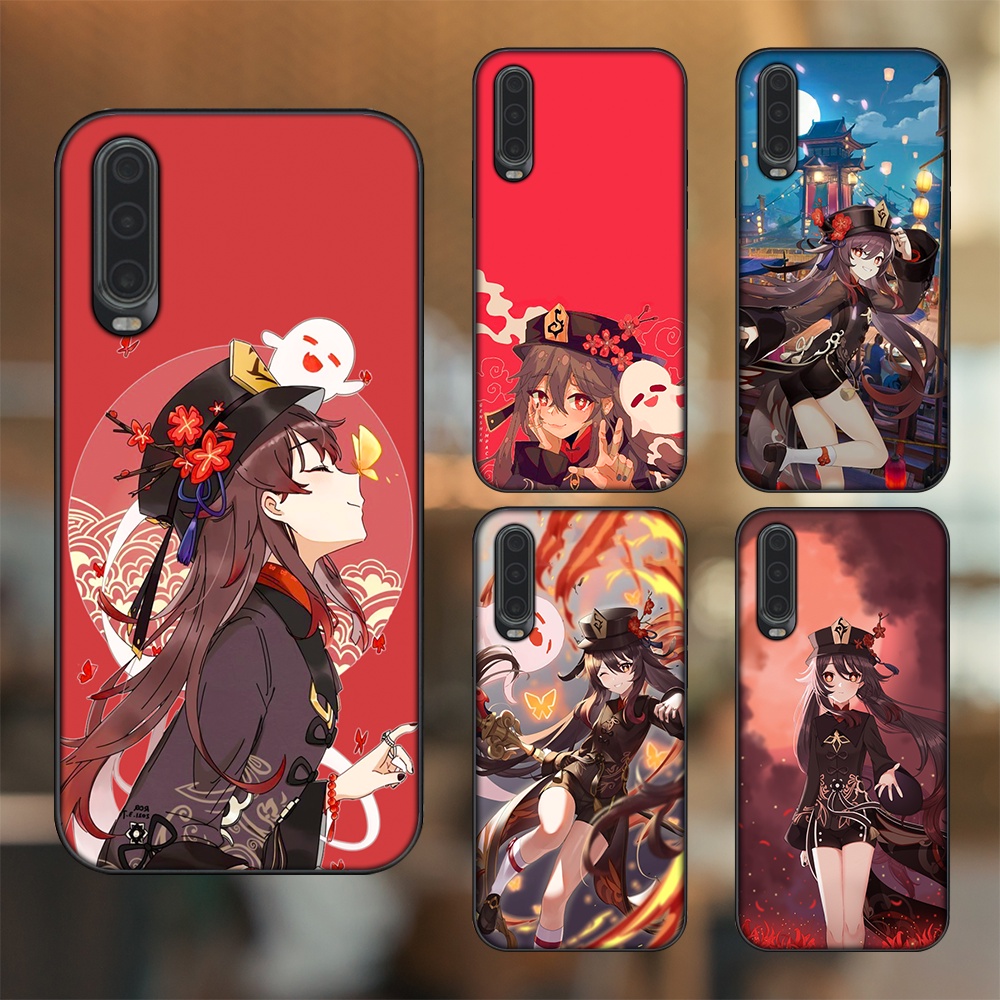 Ốp lưng Huawei P30 viền đen in hình Hutao Genshin Impact