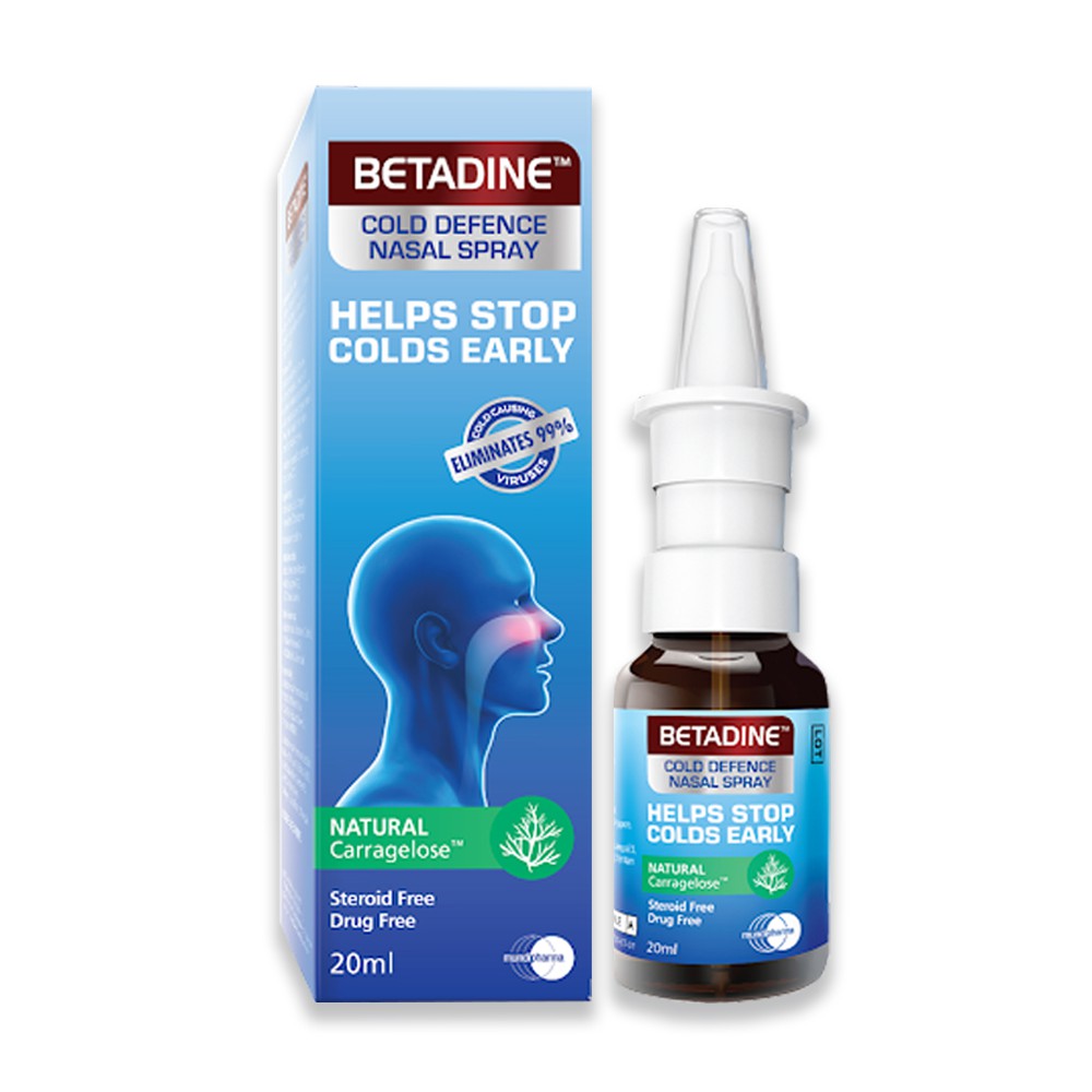 Xịt mũi BETADINE Cold Defence Nasal Spray 20ml Giữ ẩm mũi ngừa cảm cúm cho người lớn