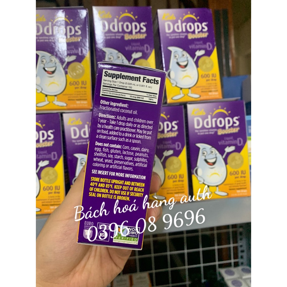 [ Hàng Mỹ ]  Vitamin D drops D3 600IU Booster cho bé từ 1 tuổi - 2,8ML 100 giọt