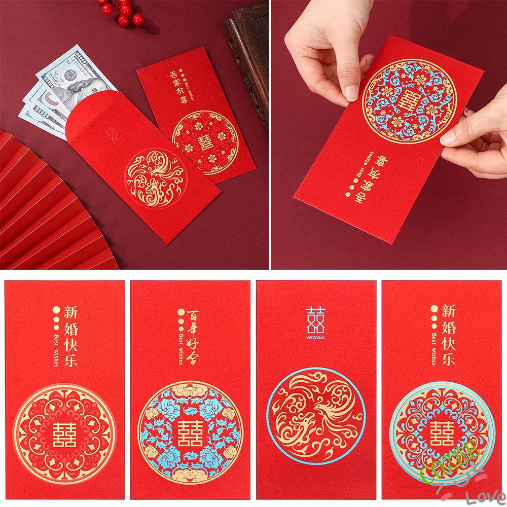 Set 10 bao lì xì đỏ may mắn cho tiệc cưới/năm mới