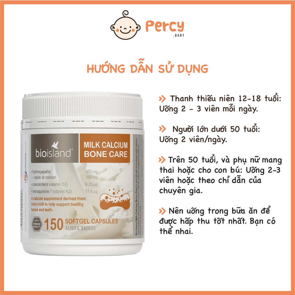 Viên Uống Bổ Sung Canxi Bioisland Milk Calcium Bone Care 150 viên