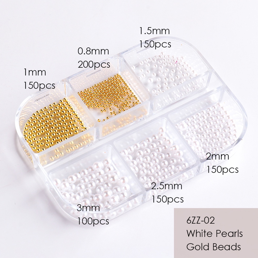Hộp 6 Ngăn Đựng Hạt Ngọc Trai Đính Trang Trí Móng Tay Diy