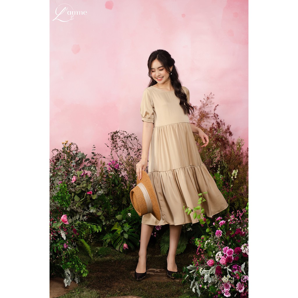 [Mã LTP50 giảm 50000 đơn 150000] Đầm bầu đẹp Mochi Dress chất lụa mềm nhẹ, dáng suông dấu dáng dễ mặc by LAMME.