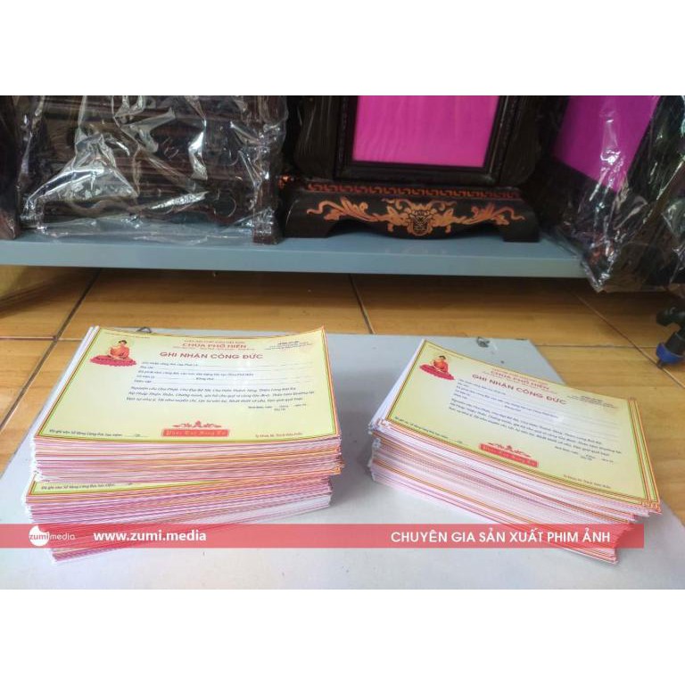 In giấy ghi nhận công đức cho Chùa, loại tốt ko phai màu, giấy in loại bóng cao cấp