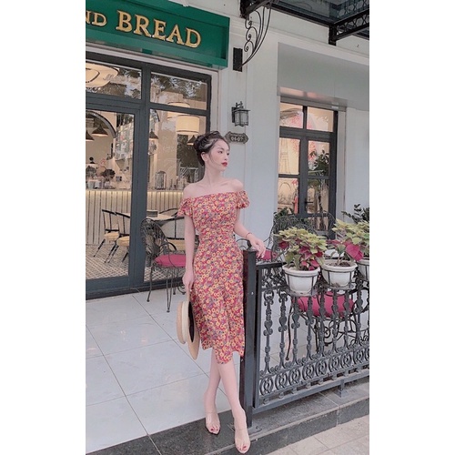 Maxi hoa nhí dáng dài trễ vai tôn dáng siêu tiểu thư, sang chảnh | BigBuy360 - bigbuy360.vn