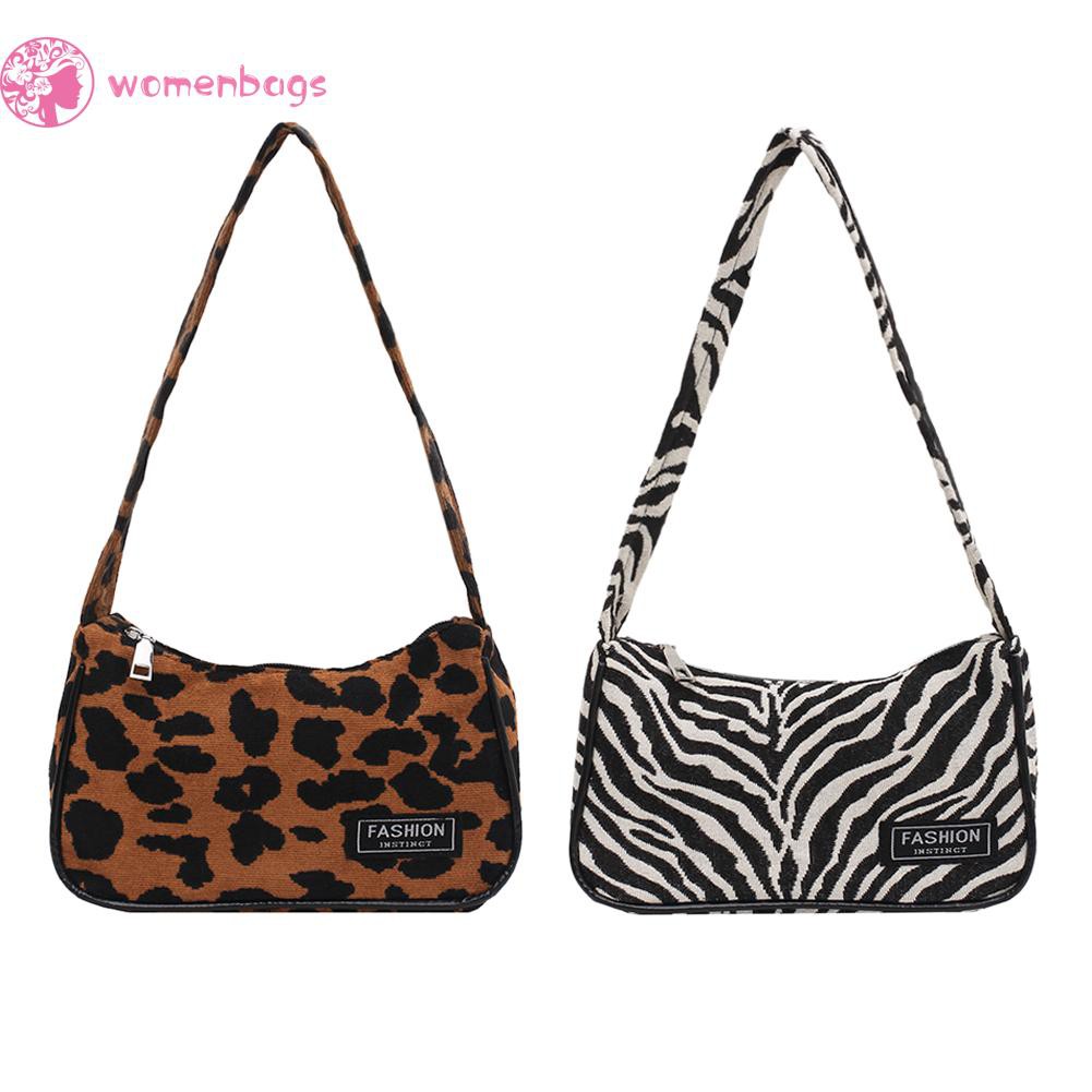Túi xách tote đeo vai in họa tiết da báo / ngựa vằn phong cách retro | BigBuy360 - bigbuy360.vn
