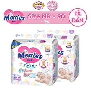 Combo 2 Tã dán Merries NB90 (DƯỚI 5KG)