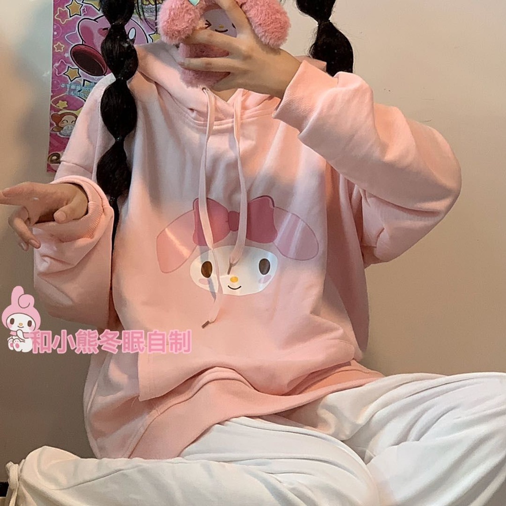 ✦Đầu Chó Cinnamon✦Áo Sweater Dáng Rộng Dày Dặn Mềm Mại In Hoạt Hình Melody Kiểu Nhật Bản Thời Trang Thu Đông Cho Nữ
