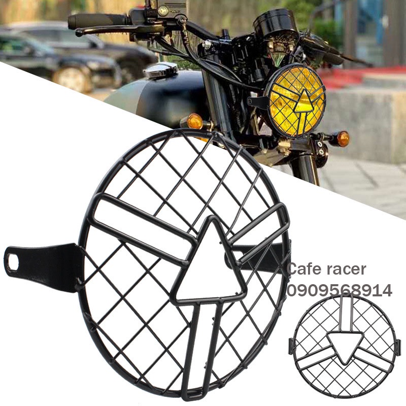 Khung lưới sắt bảo vệ đèn xe mô tô Su-zuki GD110 Hon-da CG125 16cm
