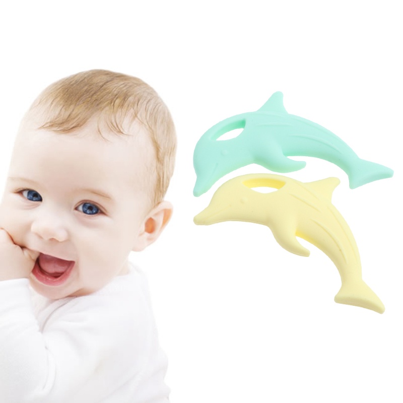Đồ Chơi Ngậm Nướu Hình Cá Heo Bằng Silicone Dành Cho Bé Sơ Sinh
