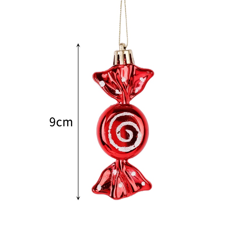 Set 6 Mặt Dây Chuyền Kẹo Mút / Cây Thông Noel Mạ Điện / Kẹo Sơn Có Thể Tái Sử Dụng Trang Trí