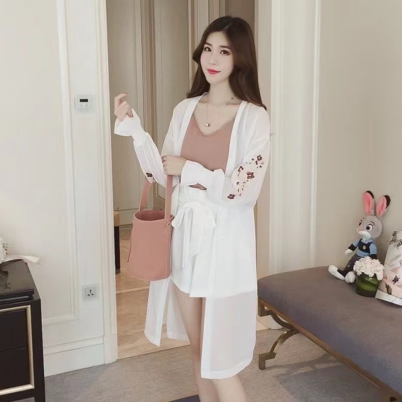 Áo Sơ Mi Chiffon Dài Tay Họa Tiết Thêu Thời Trang Cho Nữ