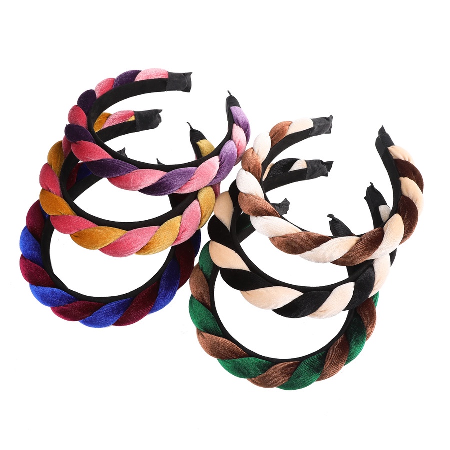 Băng đô vải nhung thắt bím thời trang Hàn Quốc cho nữ tùy chọn màu sắc