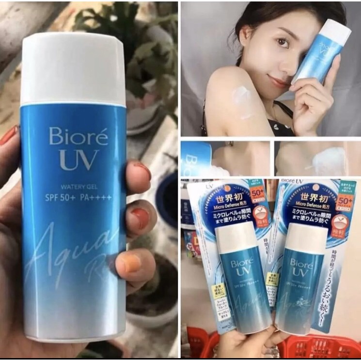 [CHÍNH HÃNG]  Kem chống nắng Biore UV Aqua dạng gel  90ML chai cứng mẫu mới  , chống nắng 50sps dưỡng ẩm trang điểm  nhẹ