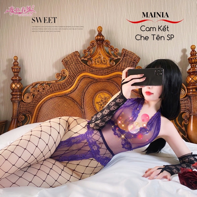 Bộ Đồ Lót Gợi Cảm Ren Hoa Màu Đen Xuyên Thấu Sexy Gợi Cảm Mainia Shop