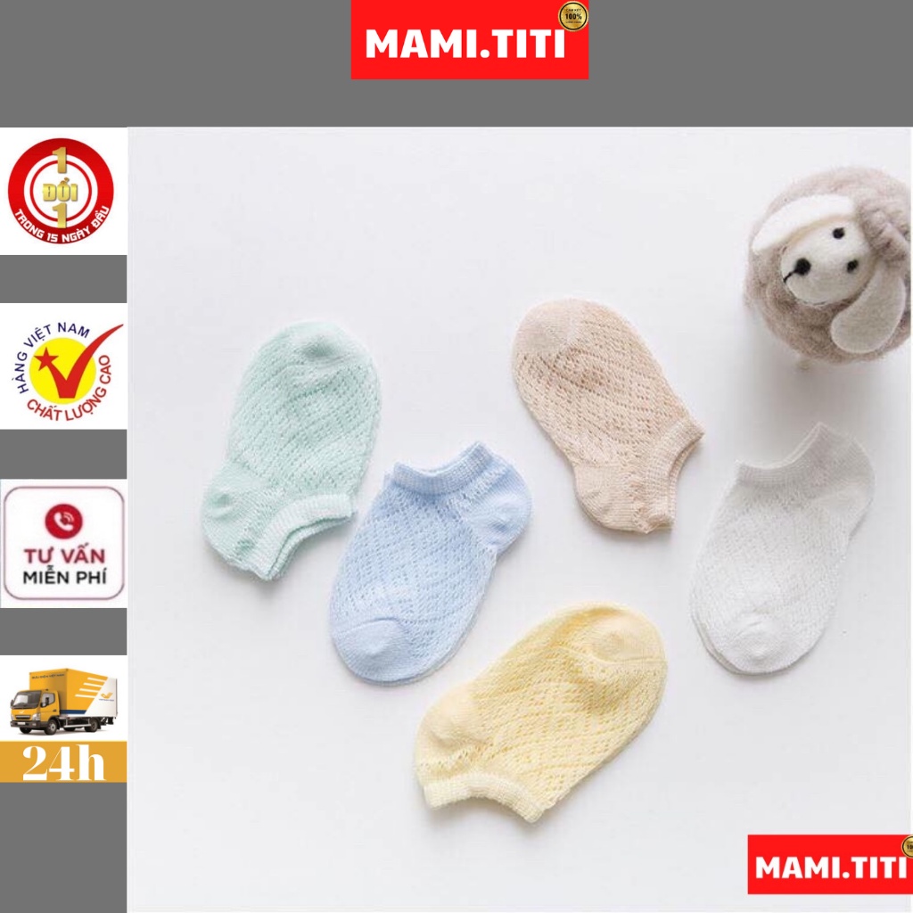 Tất lưới cho bé, SET 5 ĐÔI TẤT CỔ NGẮN CHẤT LIỆU MỀM MẠI THOÁNG KHÍ VÀ THẤM HÚT TỐT CHO BÉ TRAI BÉ GÁI