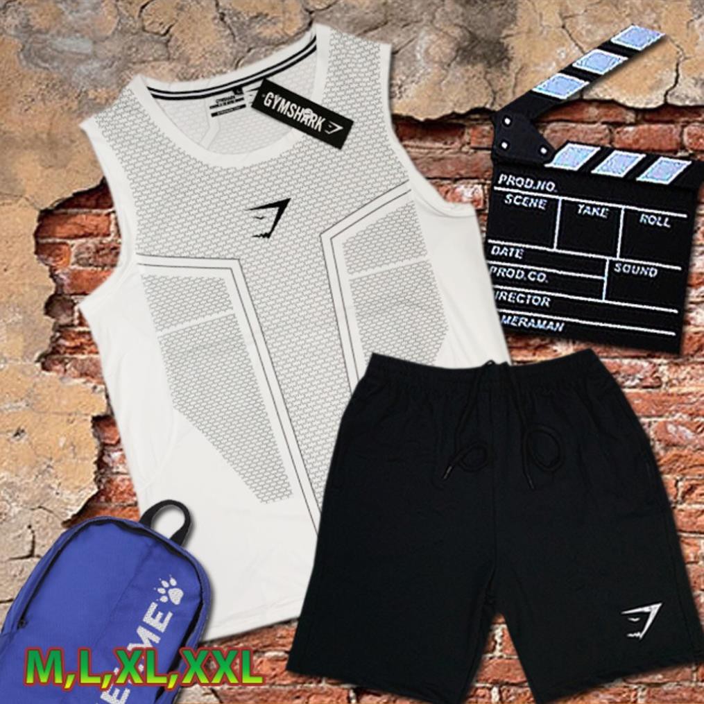 Bộ quần áo thể thao ba lỗ Gymshark cao cấp Shark002 - Key Sport chuyên đồ thể thao nam tập GYM, YOGA *