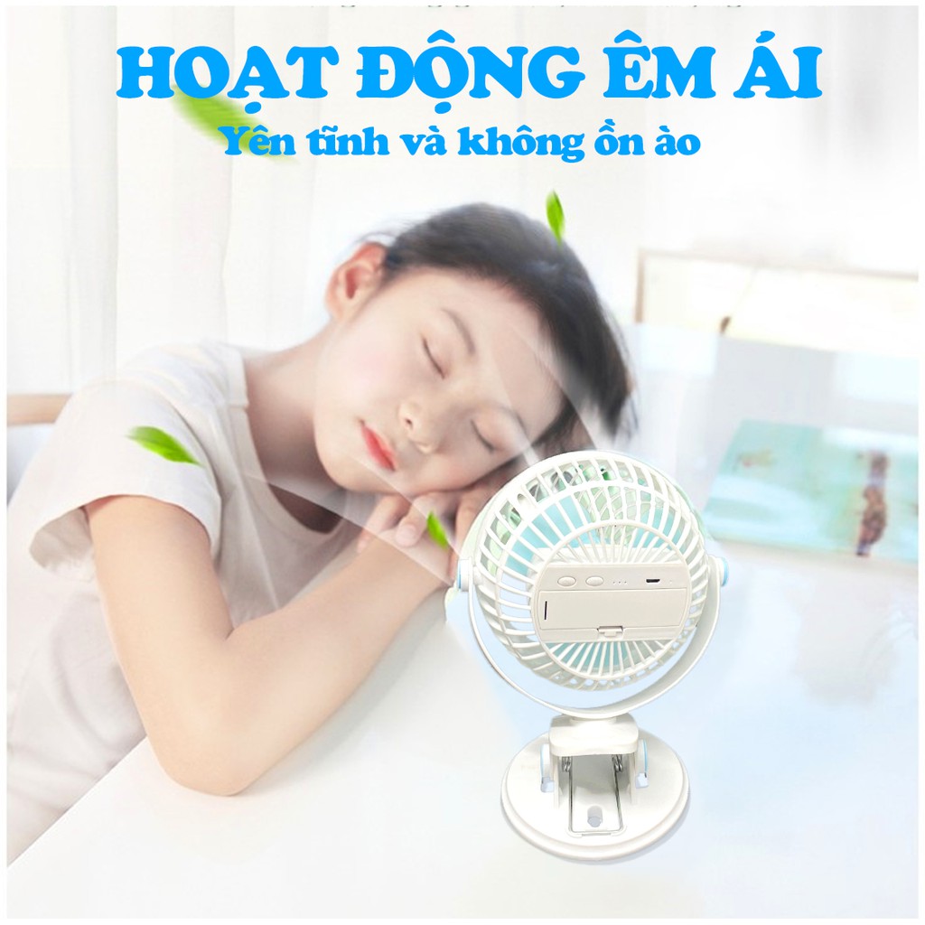 Quạt Kẹp Bàn Xoay 720 Độ Cực Mát - Quạt Mini Văn Phòng Không Tiếng Động, Gắn Xe Đẩy Em Bé | BigBuy360 - bigbuy360.vn