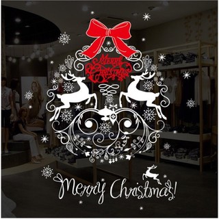 Decal dán noel vòng nguyệt quế merry christmas giáng sinh