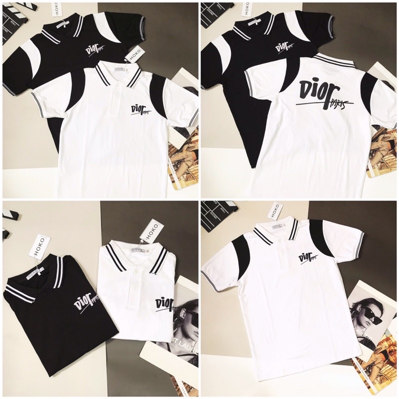 Áo Polo tay lỡ , form Oversize , in chữ Dior , phong cách trẻ trung năng động