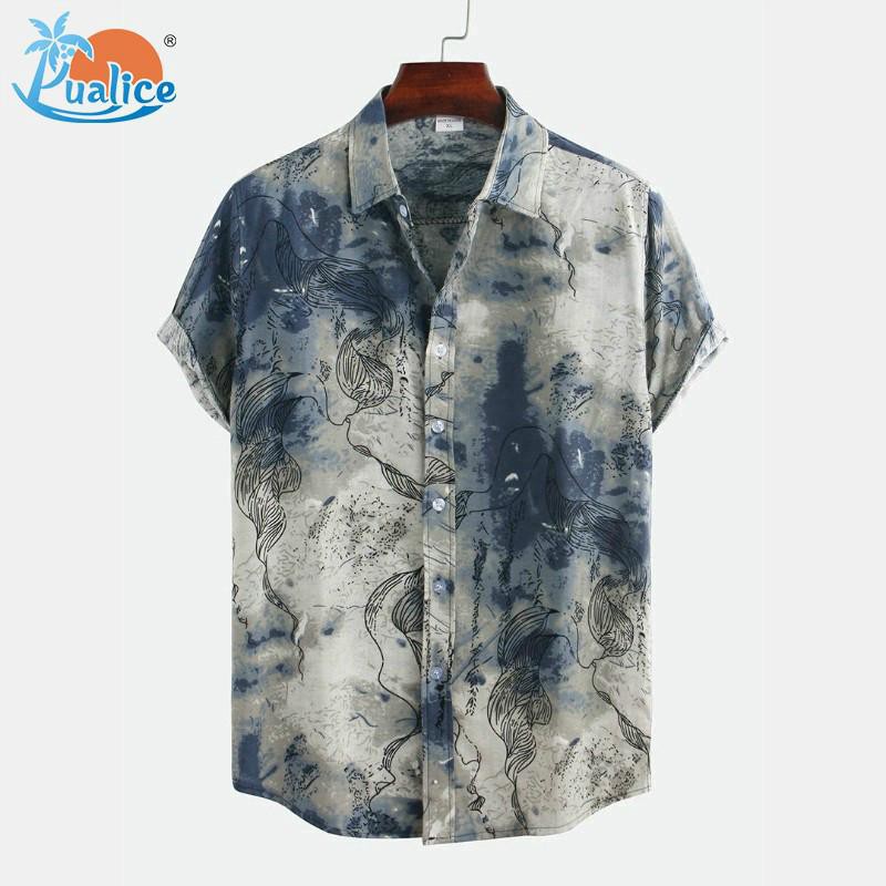 KEMEJA Áo Sơ Mi Tay Ngắn Cổ Bẻ In Họa Tiết Phong Cách Hawaii Thời Trang Mùa Hè Cho Nam Baju 96465660