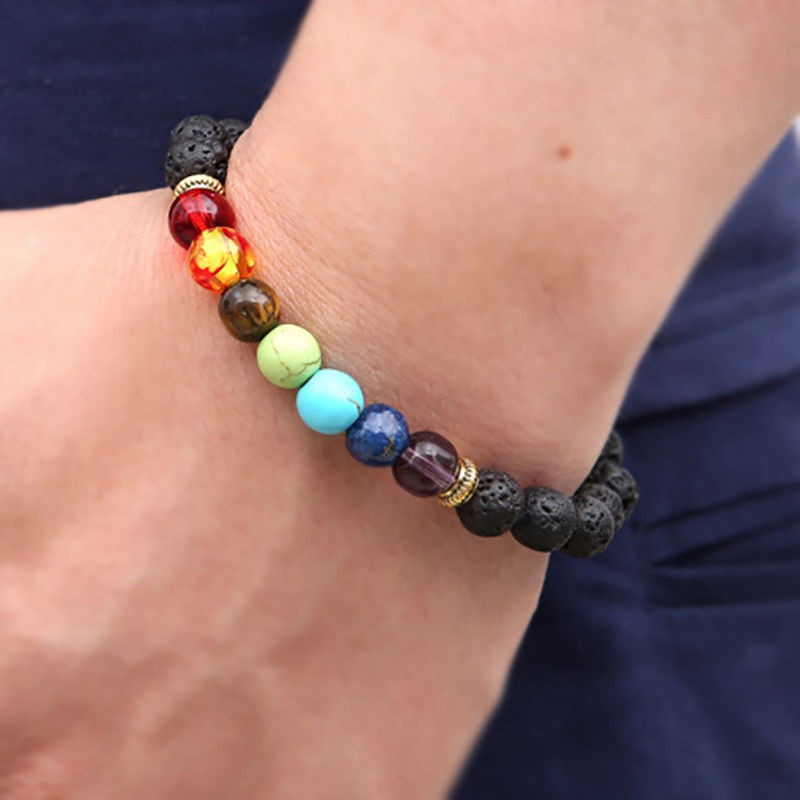 Vòng Tay Đá Núi Lửa Tự Nhiên 7 Màu