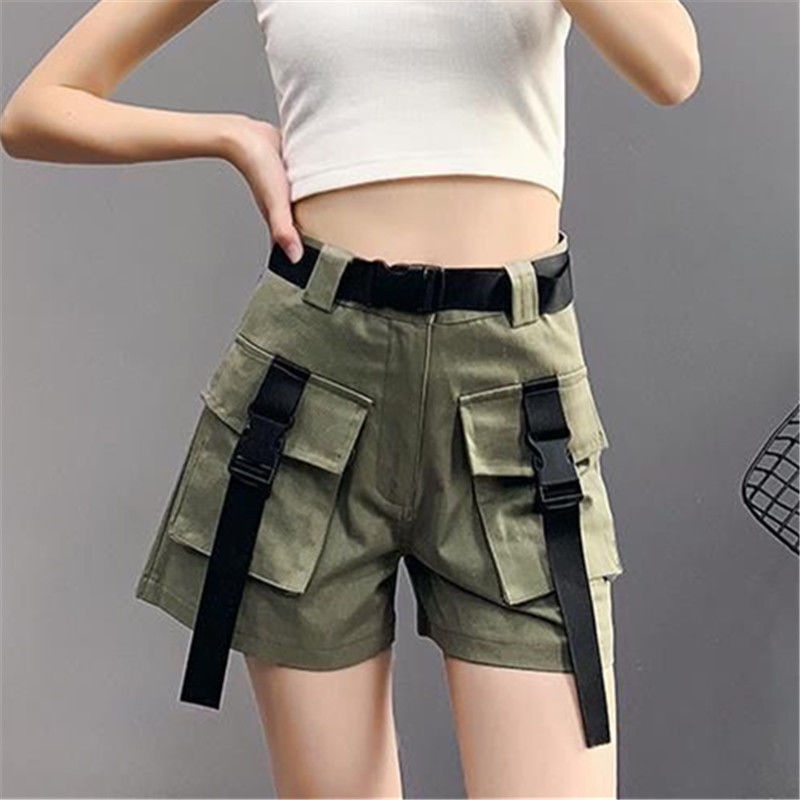 Jiashucheng Quần Short Cotton Nguyên Chất Dáng Chữ A Ống Rộng Lưng Cao Dễ Phối Đồ Thời Trang Mùa Hè Cho Nữ