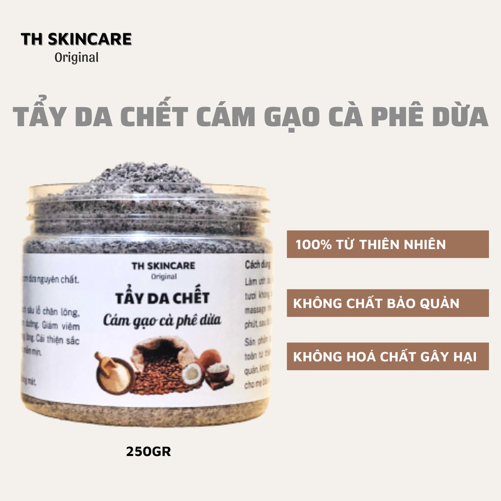 [COMBO GIẢM SẦN SÙI] TẨY DA CHẾT CÀ PHÊ DỪA + DẦU DỪA + BÁT GÁO DỪA TH SKINCARE