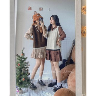 Set váy da lộn gile tiểu thư 874