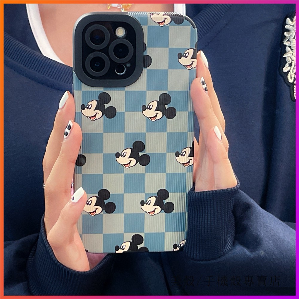 Ốp Điện Thoại Da Mềm Chống Sốc Họa Tiết Chuột Mickey Màu Xanh Dương Cho iPhone13promax 12 11pro max Xs XR
