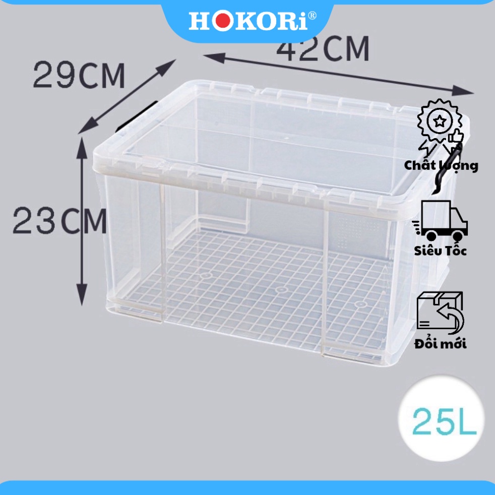 Thùng nhựa vuông 25L Việt Nhật trong suốt chắc chắn (41x31x24cm) - Gia Dụng Việt Nhật Số 1 SHOP