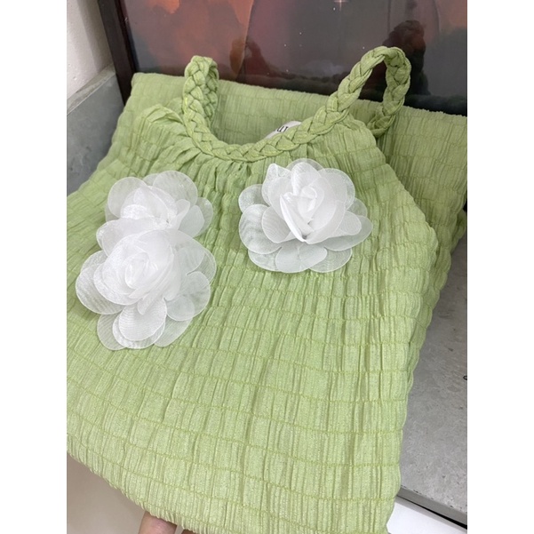 Đầm maxi cổ yếm đính hoa sang chảnh 2 lớp, đầm maxi đi biển chất đũi xốp - SENA STUDIO