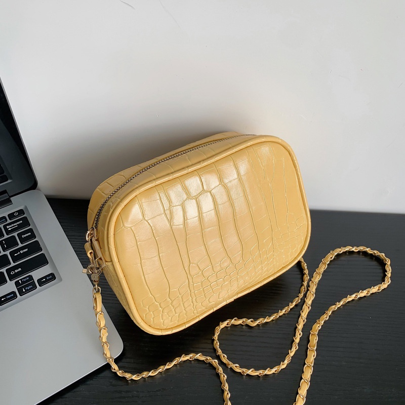 Túi Xách Đeo Vai Hình Vuông Cỡ Nhỏ Họa Tiết Da Cá Sấu Phối Dây Đeo Sợi Xích Thời Trang 202