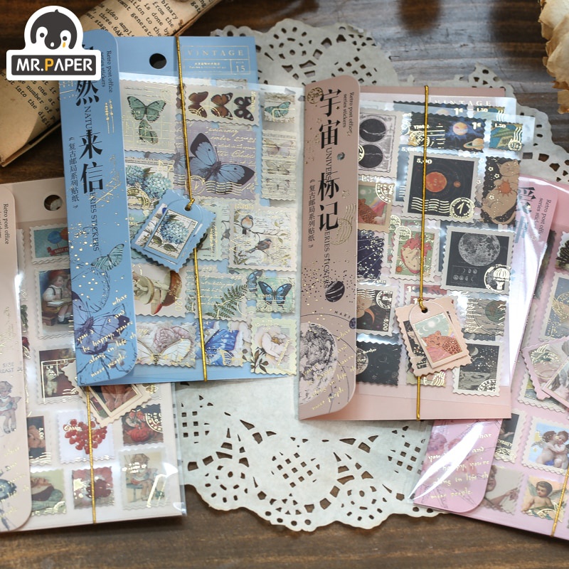 Nhãn dán trang trí sổ tay phong cách retro 4 kiểu dáng sáng tạo