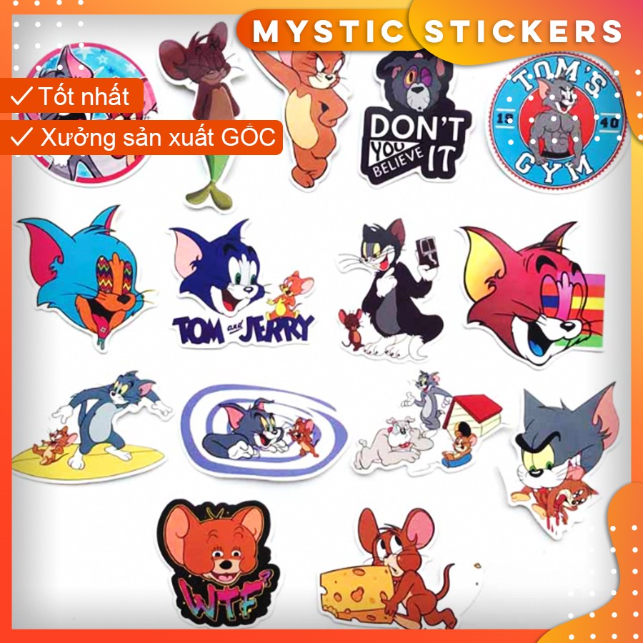 [TOM &amp; JERRY] 15 Sticker chống nước/ trang trí,dán xe laptop mũ bảo hiểm vali...