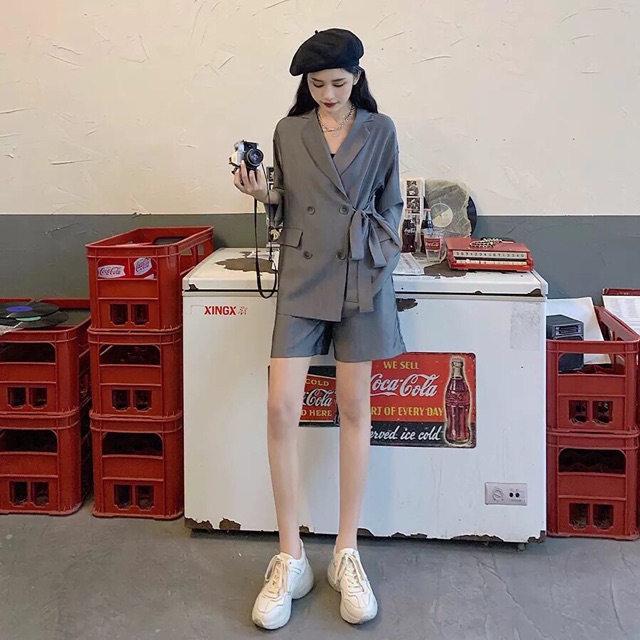 SET ÁO KHOÁC BLAZER 🎀[Có Ảnh Thật]🎀 CAO CẤP THẮT DÂY 1 BÊN ✨ PHONG CÁCH NHẬT CỰC SANG | BigBuy360 - bigbuy360.vn