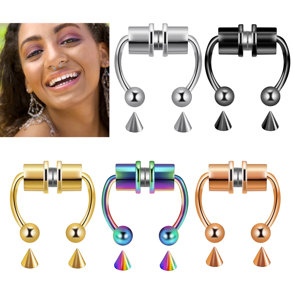 UPSTOP 316L Stainless Steel Faux Septum Rings Non-Piercing Clip On Nose Hoop Rings For Women Girls