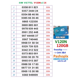 Sim viettel v120n số đẹp sô 26