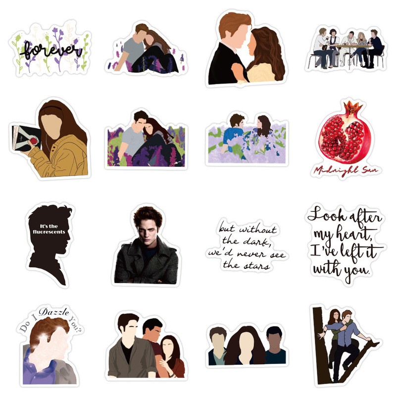 Set 50 miếng sticker dán trang trí chống thấm hình The Twilight Saga độc đáo